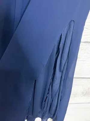 Navy Blue Sleeveless Empire Waist Leg Slit Maxi Dress Evening Gown Size Small thumbnail 5