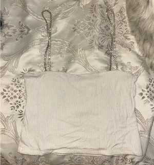 LF Stores White Cropped Ribbed Tank Top With Diamond Straps (Brand new) thumbnail 3