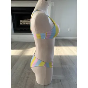 Womens small striped swim suit thumbnail 4