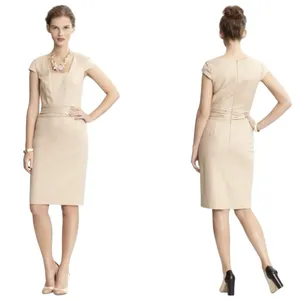 Banana Republic Kate Sheath Dress size 6 petite beige neutral fitted square neck thumbnail 2