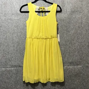 Papaya Yellow Sleeveless Lace Back‎ Cutout Mini Dress 20369D Small NWT thumbnail 9