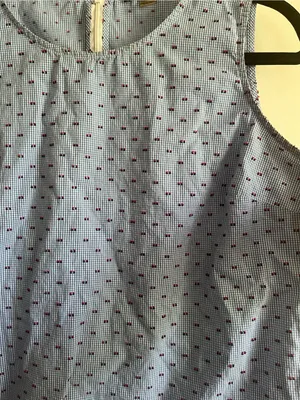Tommy Hilfiger Blue 100% Cotton Gingham Plaid Embroidered Top Large Coastal thumbnail 3