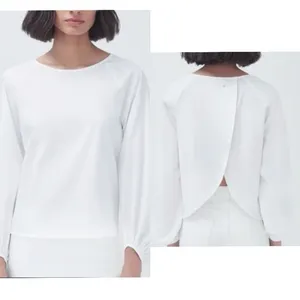 Cuyana Organic Cotton Poplin Open Back‎ Blouse White Size S thumbnail 2