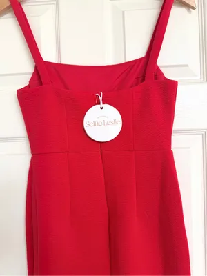 Selfie Leslie Georgia Square Neckline Midi Dress Red Small S NWT thumbnail 8