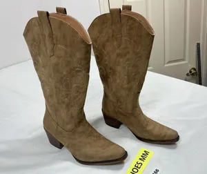 Womans New IUV Pullon Knee High Cowgirl Boots Size 8.5 Light Brown thumbnail 1