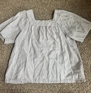 Gap Blue & White Striped Square Neck Blouse thumbnail 1