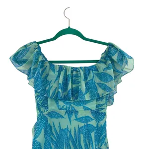 Amanda Uprichard Rosalinda Off-Shoulder Dress Tropical‎ Print Green Blue Size XS thumbnail 9
