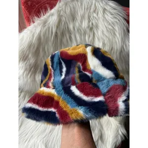 Vibrant Multi-Color Faux Fur Bucket Hat thumbnail 2