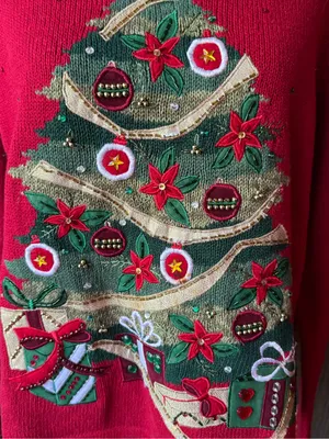 Vintage tiara international ugly Christmas sweater large thumbnail 7