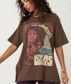 Daydreamer The Doors Strange Nights Are Coming Stone Brown Tee NWOT Size Small thumbnail 1