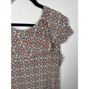 Amang NY Top Womens XL Peasant Boho V-neck Cap Sleeve Stretch‎ Colorful thumbnail 16
