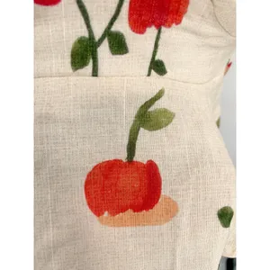 Farm Rio White Cherries Print Cherry Fruit Ruffle Crop Top Summer Blouse Size XS thumbnail 3