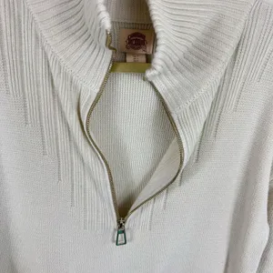 Cambridge Dry Goods Cream Half Zip Cotton Blend Mock Neck Cozy Preppy Sweater‎ S thumbnail 4