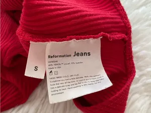 Reformation Jeans ribbed red bodysuit thumbnail 3