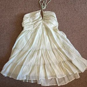 Light sage green strapless mini dress thumbnail 1