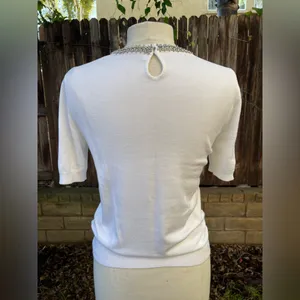 Zara White Short Sleeve Knitted Top minimalist career elegant Classic Old Money thumbnail 2