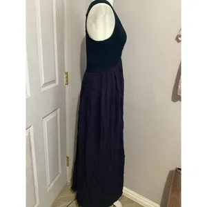 Lulus Navy Blue Sleeveless Fit & Flare Maxi V-Neck Dress Criss Cross Back M thumbnail 3