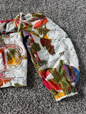 FARM Rio Off-White Forest Birds Blouse Size Xsmall , $155 thumbnail 5