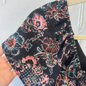 Universal Thread Black Floral Tiered Maxi Dress Small V-Neck Smocked Back Boho thumbnail 6