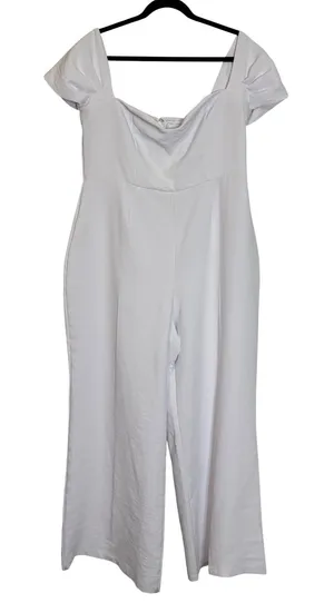 Abercrombie Fitch White Square Neck Wide‎ Leg Jumpsuit Women's XL thumbnail 1