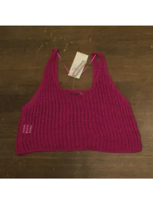 NWT O'Neill Womens Ryan Crochet Cover Up Tank SP5403001 Fuchsia Purple Pink M thumbnail 5