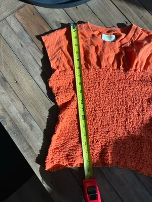 Anthropologie Maeve Ruched Crinkle Cotton Orange Top XS thumbnail 8