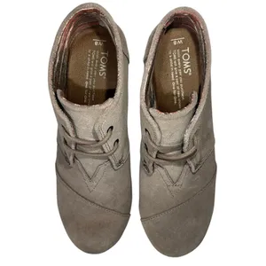TOMS Womens Desert Wedge Taupe Suede Lace Up Ankle Booties Size 8 thumbnail 3