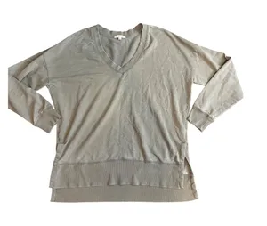 Z Supply V Neck Weekender Pullover Small Sage Green Oversized Side Slit Top thumbnail 1