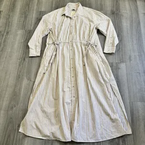 Universal Threads Striped Maxi Dress Women's Size XL NEW Tan White Cotton Pockets thumbnail 2