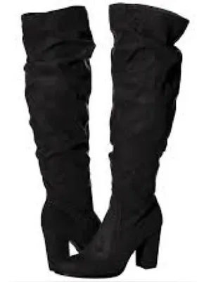 Madden Girl Black Over-the-Knee Block Heel Boots thumbnail 2