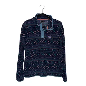Patagonia Snap-T Synchilla Fleece Women Large Navy Geometric‎ Aztec Excellent thumbnail 2
