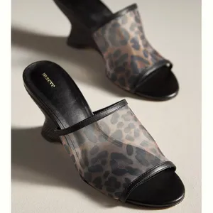 NWT Anthropologie Maeve Leopard Mesh Mule Heels Size 7 thumbnail 2