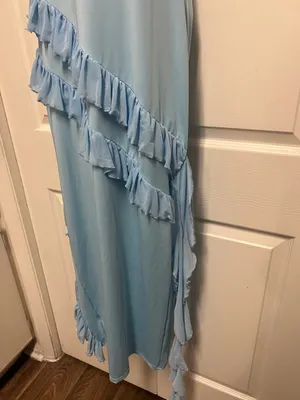 Unbranded Ruffled Maxi Dress Blue Size L thumbnail 12