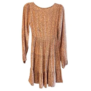 Altar’d‎ State Boho Floral Smocked Long Sleeve Dress Peach Orange Size Medium thumbnail 6