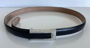 Brighton Women’s Vintage‎ Ladies Black Leather Silver Hardware Dress Belt thumbnail 1