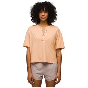 Prana Soul Searcher‎ Tan Striped Short Sleeve Henley, Medium thumbnail 2