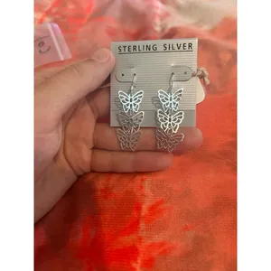 Earrings 925 sterling silver butterfly c01 thumbnail 3