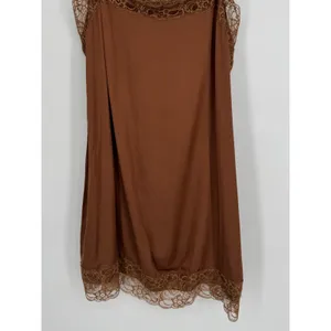 Aerie‎ Satin Lace Trim Slip Dress XL Brown Coquette Cottagecore Boho Feminine thumbnail 4