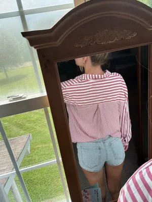 striped long sleeve blouse Red thumbnail 2