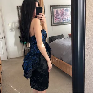 Gunne Sax Jessica Mc Clintock bust black / blue dress size 6 thumbnail 5
