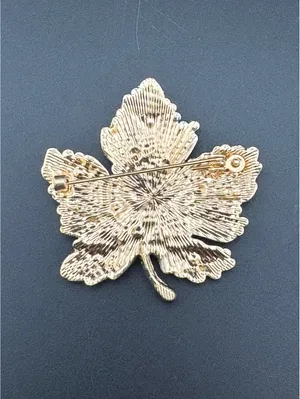 Blue and Turquoise Crystal Leaf Brooch Pin thumbnail 5
