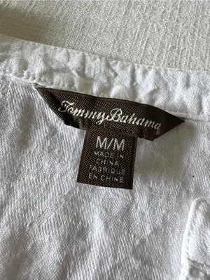 Tommy Bahama Split Neck White Linen Tunic, Medium thumbnail 6