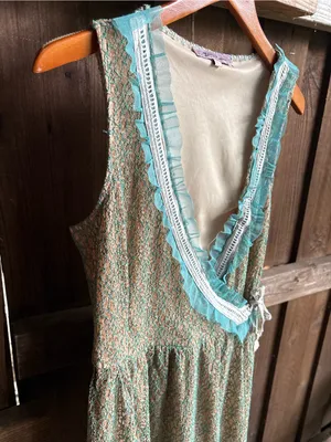 Vintage Indie Twee Young Essence Lace Turquoise Trm Wrap Dress thumbnail 2