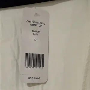 Bebe Elegant Cream‎ Wrap Blouse chiffon sleeves medium thumbnail 5