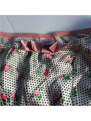 NWOT Vintage Jezebel Floral Polka Dot Ruffle Tiered Micro Mini Skirt Size Small thumbnail 11
