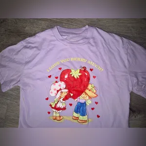 Strawberry Shortcake Y2K Pastel Purple Crop Top Women’s “I Love You Berry much”! thumbnail 5