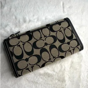 COACH Black Signature Canvas Wallet thumbnail 2