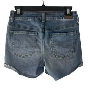 American Eagle Outfitter‎ Embellished Blue Denim Mid Shorts Size 4 thumbnail 3