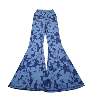 Offline Aerie Real Me Floral High Rise Crossover Super Flare Legging Medium Blue thumbnail 1
