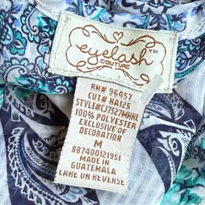 Eyelash Couture Blue Paisley Sleeveless Peplum Top Juniors Medium thumbnail 5